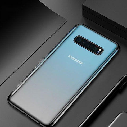 Silikon Schutzhülle Ultra Dünn Tasche Durchsichtig Transparent H06 für Samsung Galaxy S10 Plus Schwarz