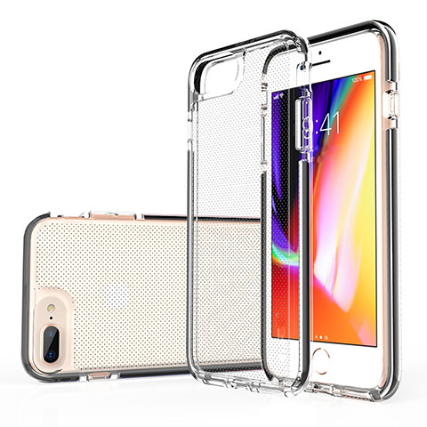 Silikon Schutzhülle Ultra Dünn Tasche Durchsichtig Transparent HT01 für Apple iPhone 7 Plus Schwarz