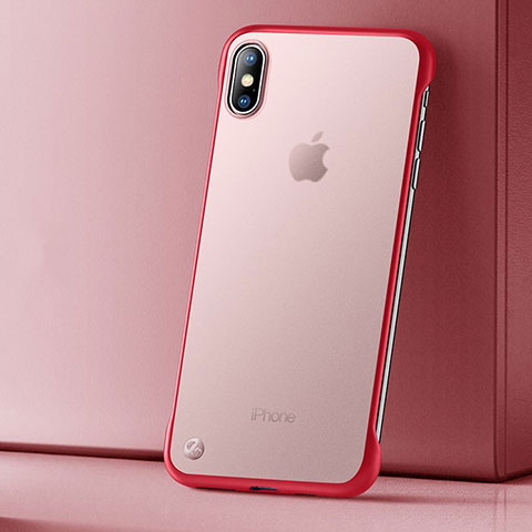 Silikon Schutzhülle Ultra Dünn Tasche Durchsichtig Transparent HT01 für Apple iPhone Xs Max Rot