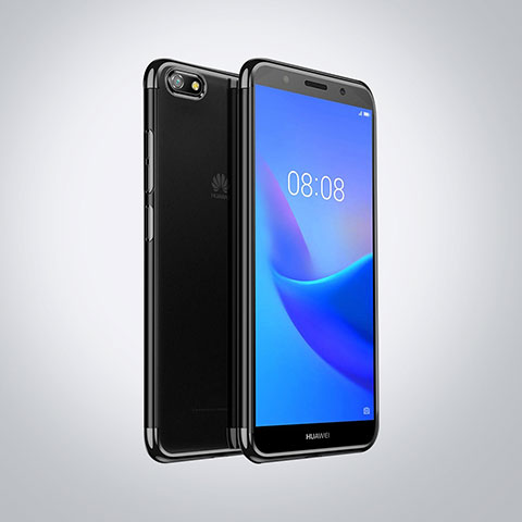 Silikon Schutzhülle Ultra Dünn Tasche Durchsichtig Transparent S01 für Huawei Y5 Prime (2018) Schwarz