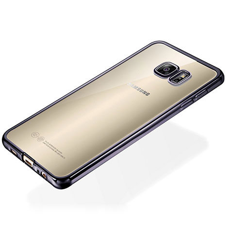 Silikon Schutzhülle Ultra Dünn Tasche Durchsichtig Transparent S01 für Samsung Galaxy S6 Edge+ Plus SM-G928F Schwarz