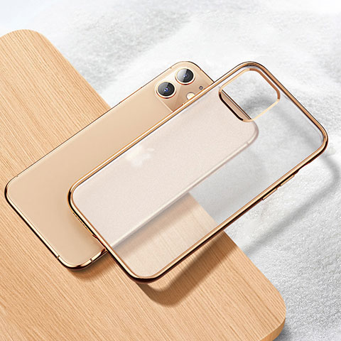 Silikon Schutzhülle Ultra Dünn Tasche Durchsichtig Transparent S02 für Apple iPhone 11 Gold