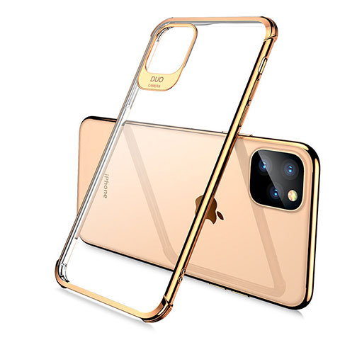 Silikon Schutzhülle Ultra Dünn Tasche Durchsichtig Transparent S02 für Apple iPhone 11 Pro Gold