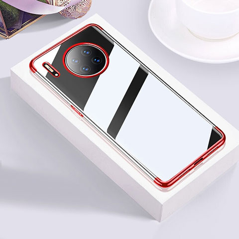 Silikon Schutzhülle Ultra Dünn Tasche Durchsichtig Transparent S02 für Huawei Mate 30E Pro 5G Rot