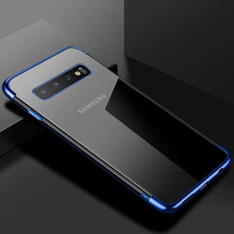 Silikon Schutzhülle Ultra Dünn Tasche Durchsichtig Transparent S03 für Samsung Galaxy S10 Blau