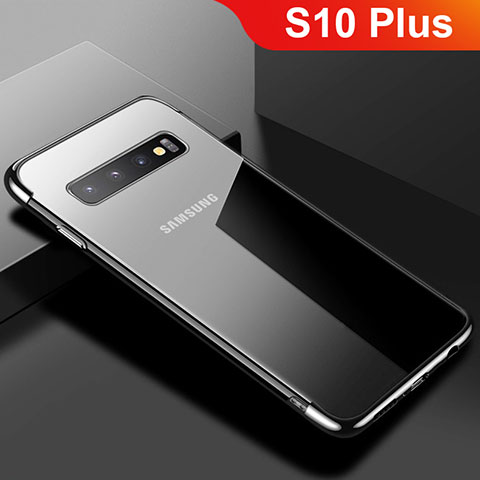 Silikon Schutzhülle Ultra Dünn Tasche Durchsichtig Transparent S03 für Samsung Galaxy S10 Plus Schwarz