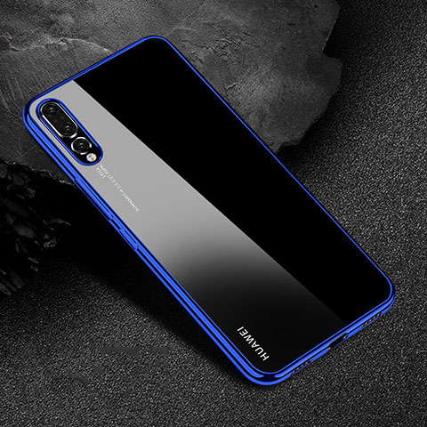 Silikon Schutzhülle Ultra Dünn Tasche Durchsichtig Transparent S04 für Huawei P20 Pro Blau