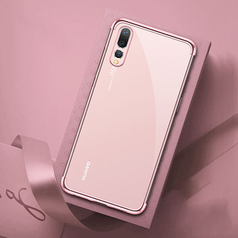 Silikon Schutzhülle Ultra Dünn Tasche Durchsichtig Transparent S07 für Huawei P20 Pro Rosa