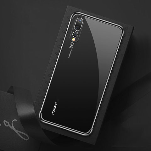 Silikon Schutzhülle Ultra Dünn Tasche Durchsichtig Transparent S07 für Huawei P20 Pro Schwarz