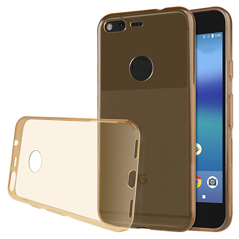 Silikon Schutzhülle Ultra Dünn Tasche Durchsichtig Transparent T02 für Google Pixel Gold