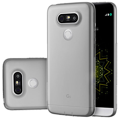 Silikon Schutzhülle Ultra Dünn Tasche Durchsichtig Transparent T02 für LG G5 Grau