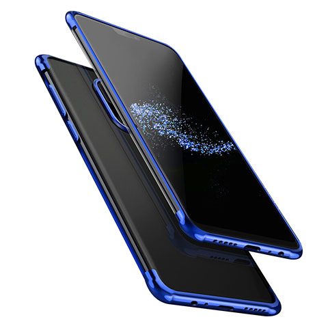 Silikon Schutzhülle Ultra Dünn Tasche Durchsichtig Transparent T02 für OnePlus 6 Blau