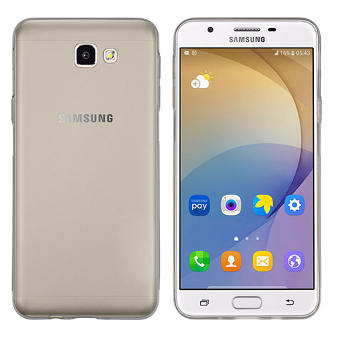 Silikon Schutzhülle Ultra Dünn Tasche Durchsichtig Transparent T02 für Samsung Galaxy On7 (2016) G6100 Grau