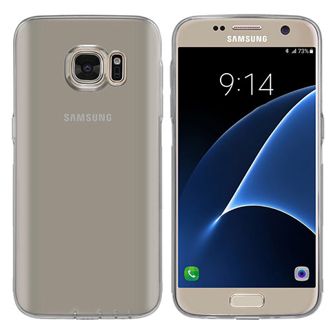 Silikon Schutzhülle Ultra Dünn Tasche Durchsichtig Transparent T04 für Samsung Galaxy S7 G930F G930FD Grau
