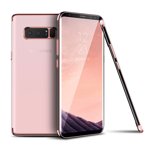 Silikon Schutzhülle Ultra Dünn Tasche Durchsichtig Transparent T06 für Samsung Galaxy Note 8 Rosa