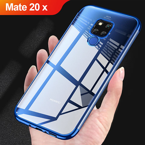 Silikon Schutzhülle Ultra Dünn Tasche Durchsichtig Transparent T07 für Huawei Mate 20 X 5G Blau