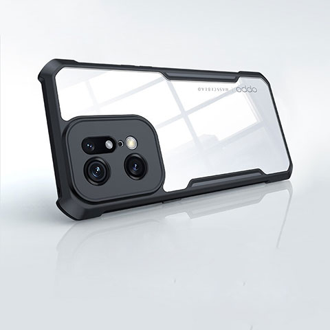Silikon Schutzhülle Ultra Dünn Tasche Durchsichtig Transparent T08 für Oppo Find X5 Pro 5G Schwarz