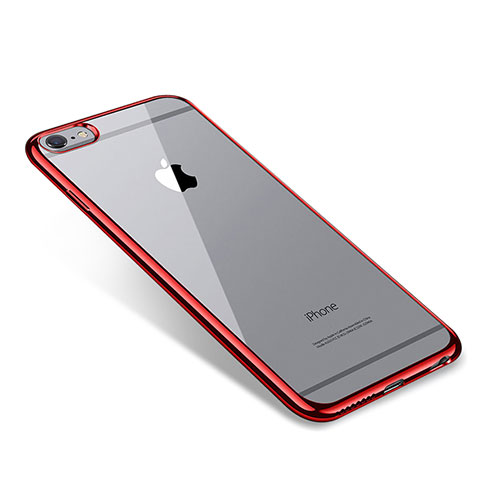 Silikon Schutzhülle Ultra Dünn Tasche Durchsichtig Transparent T09 für Apple iPhone 6S Plus Rot