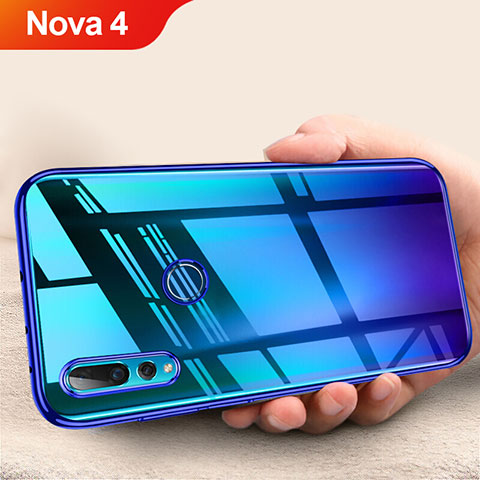 Silikon Schutzhülle Ultra Dünn Tasche Durchsichtig Transparent T11 für Huawei Nova 4 Blau