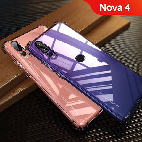 Silikon Schutzhülle Ultra Dünn Tasche Durchsichtig Transparent T12 für Huawei Nova 4 Rot