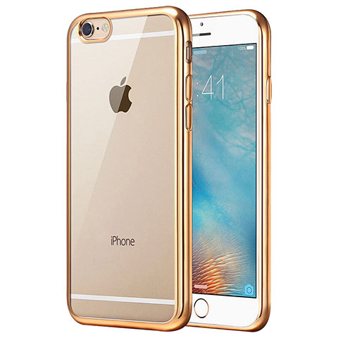 Silikon Schutzhülle Ultra Dünn Tasche Durchsichtig Transparent T16 für Apple iPhone 6S Gold