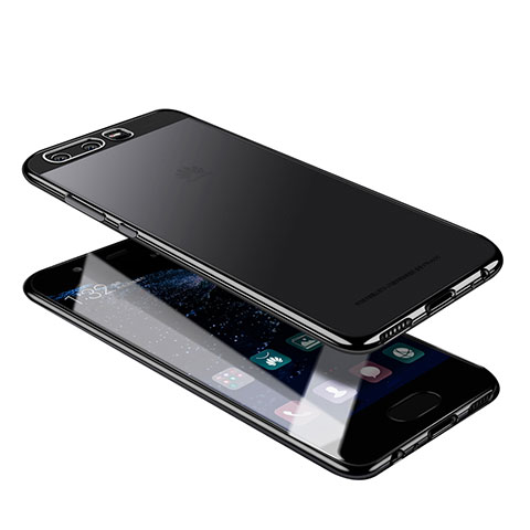 Silikon Schutzhülle Ultra Dünn Tasche Durchsichtig Transparent U05 für Huawei P10 Schwarz