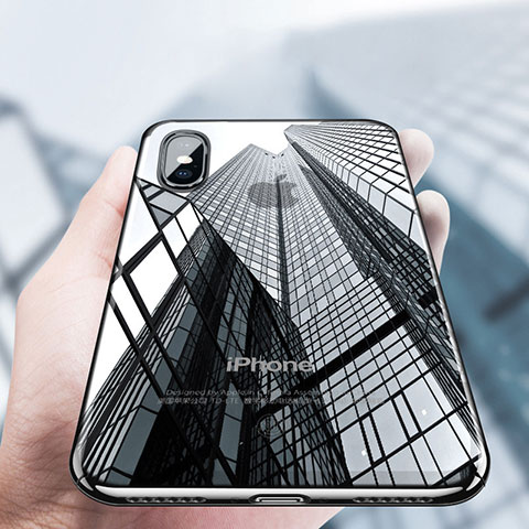 Silikon Schutzhülle Ultra Dünn Tasche Durchsichtig Transparent V12 für Apple iPhone X Schwarz