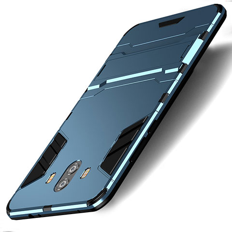 Silikon Schutzhülle und Kunststoff Tasche mit Ständer für Huawei Mate 10 Blau