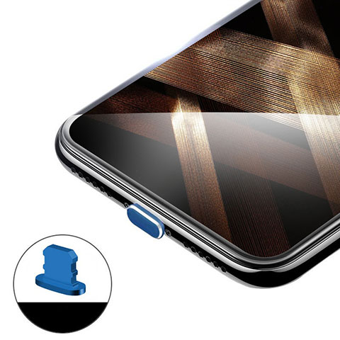Staubschutz Stöpsel Passend Lightning USB Jack H02 für Apple iPhone 13 Pro Max Blau