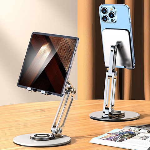 Universal Faltbare Ständer Tablet Halter Halterung Flexibel D15 für Apple iPad Pro 12.9 (2020) Silber