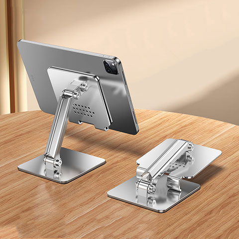 Universal Faltbare Ständer Tablet Halter Halterung Flexibel F01 für Apple iPad Pro 12.9 Silber