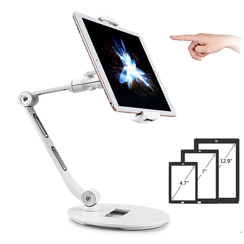 Universal Faltbare Ständer Tablet Halter Halterung Flexibel H08 für Apple iPad Mini 4 Weiß