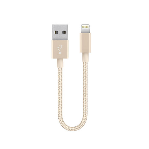 USB Ladekabel Kabel 15cm S01 für Apple iPhone 14 Plus Gold