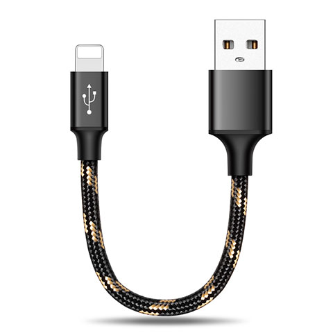 USB Ladekabel Kabel 25cm S03 für Apple iPhone 14 Plus Schwarz