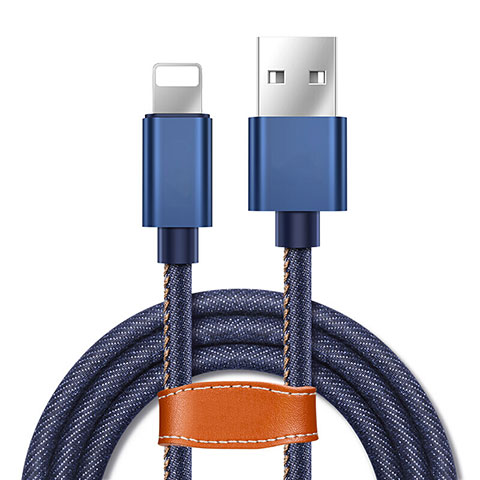 USB Ladekabel Kabel L04 für Apple iPhone 12 Mini Blau