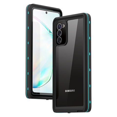 Wasserdicht Unterwasser Silikon Hülle Handyhülle und Kunststoff Waterproof Schutzhülle 360 Grad Ganzkörper Tasche für Samsung Galaxy Note 20 5G Cyan