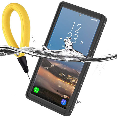 Wasserdicht Unterwasser Silikon Hülle Handyhülle und Kunststoff Waterproof Schutzhülle 360 Grad Ganzkörper Tasche W01 für Samsung Galaxy Note 10 Plus 5G Schwarz