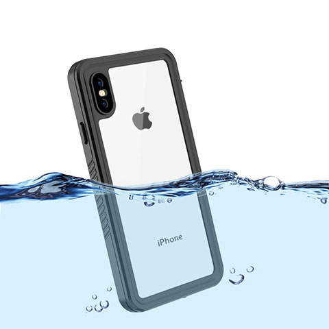 Wasserdicht Unterwasser Silikon Hülle Handyhülle und Kunststoff Waterproof Schutzhülle 360 Grad Tasche für Apple iPhone X Schwarz