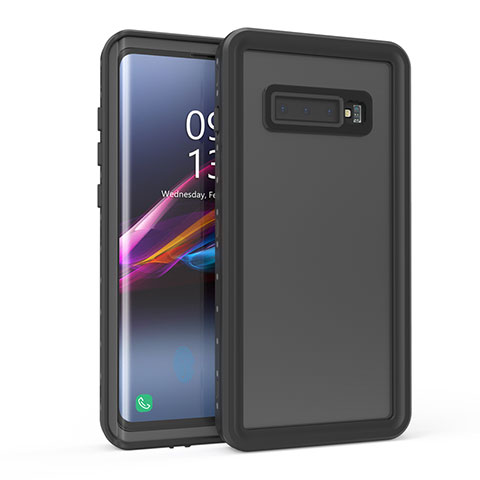 Wasserdicht Unterwasser Silikon Hülle Handyhülle und Kunststoff Waterproof Schutzhülle 360 Grad Tasche für Samsung Galaxy S10 Schwarz