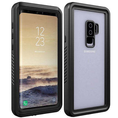 Wasserdicht Unterwasser Silikon Hülle Handyhülle und Kunststoff Waterproof Schutzhülle 360 Grad Tasche für Samsung Galaxy S9 Plus Schwarz