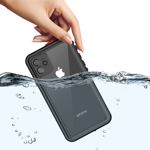 Wasserdicht Unterwasser Silikon Hülle Handyhülle und Kunststoff Waterproof Schutzhülle 360 Grad Tasche W01 für Apple iPhone 11 Schwarz