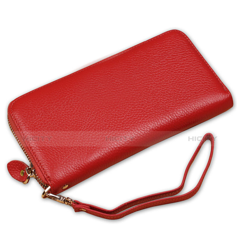 Handtasche Clutch Handbag Leder Lichee Pattern Universal H28 Rosa groß