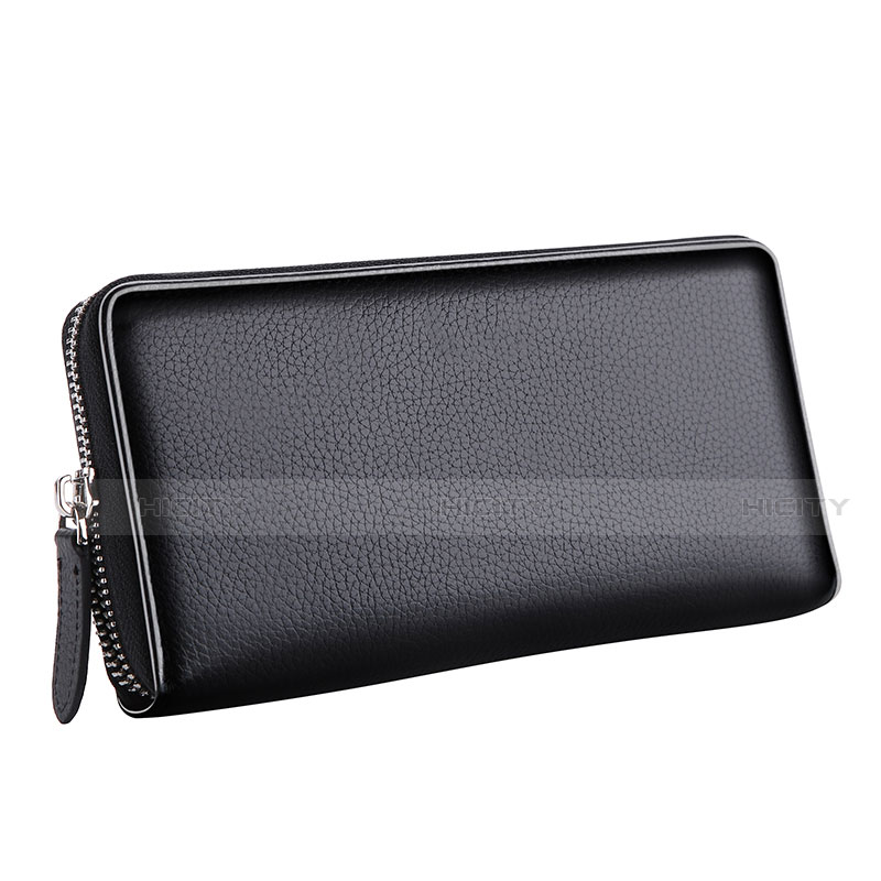 Handtasche Clutch Handbag Schutzhülle Leder Universal K05 Schwarz groß