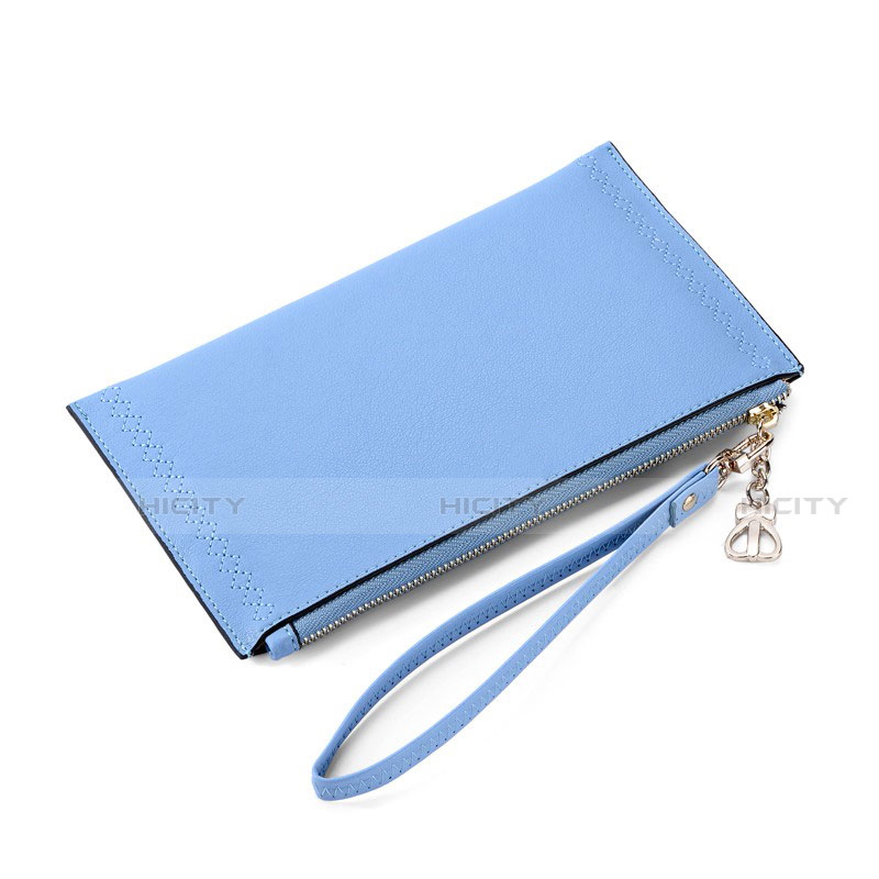 Handtasche Clutch Handbag Schutzhülle Leder Universal K15 Blau Plus