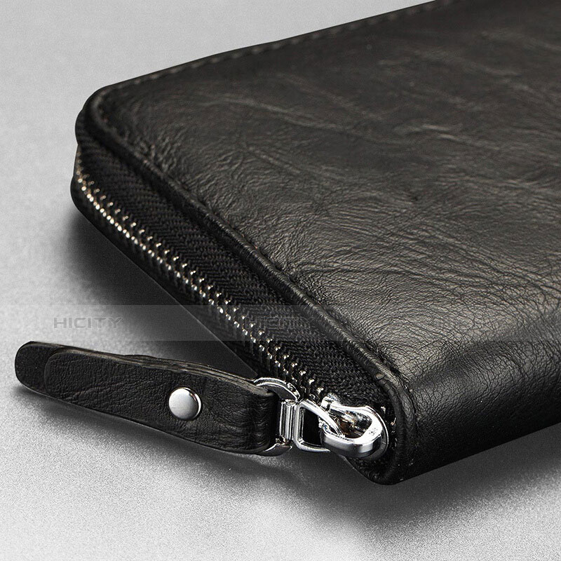 Handtasche Clutch Handbag Tasche Leder Universal H09 Schwarz