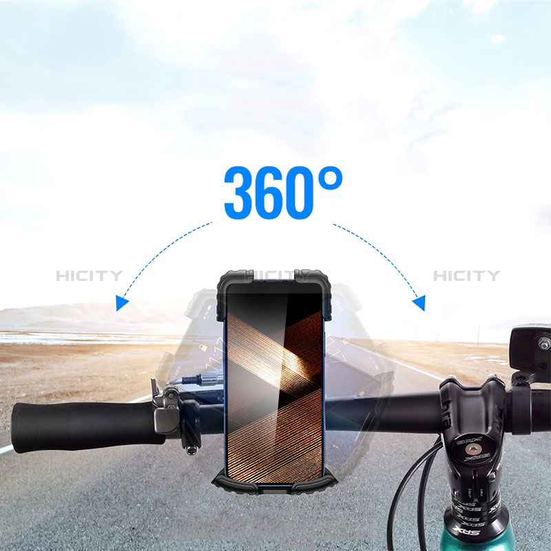 Handyhalterung Fahrrad Halterung Universal Motorrad HandyHalter Lenker Smartphone Bike H03 Schwarz groß