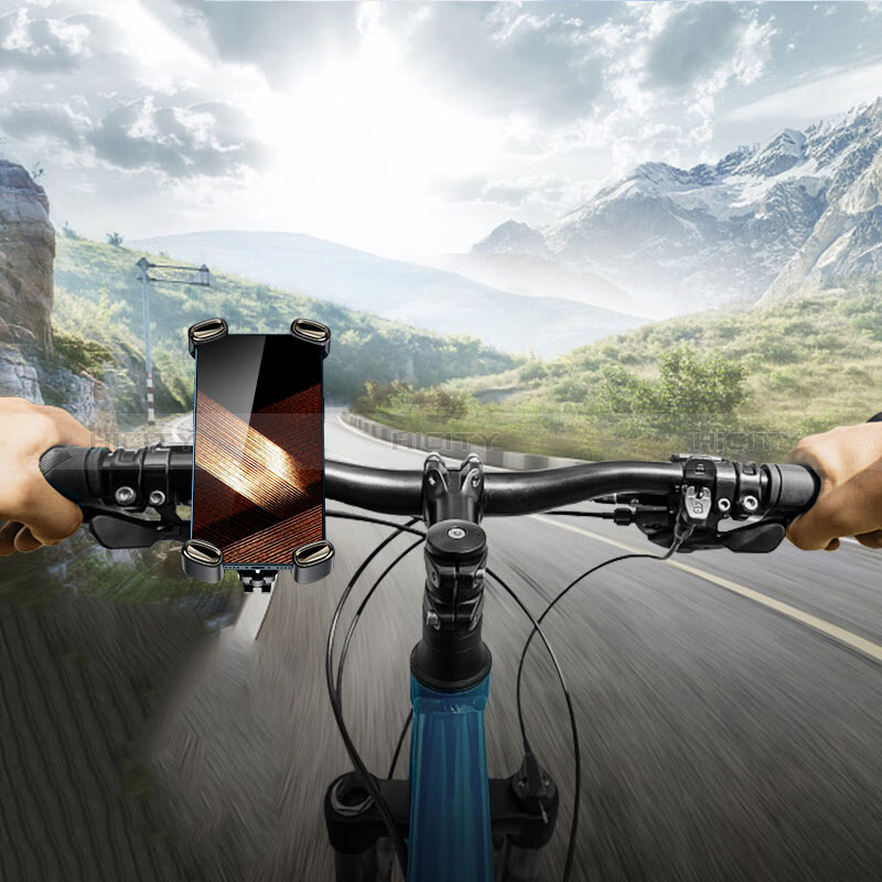Handyhalterung Fahrrad Halterung Universal Motorrad HandyHalter Lenker Smartphone Bike H04 Schwarz