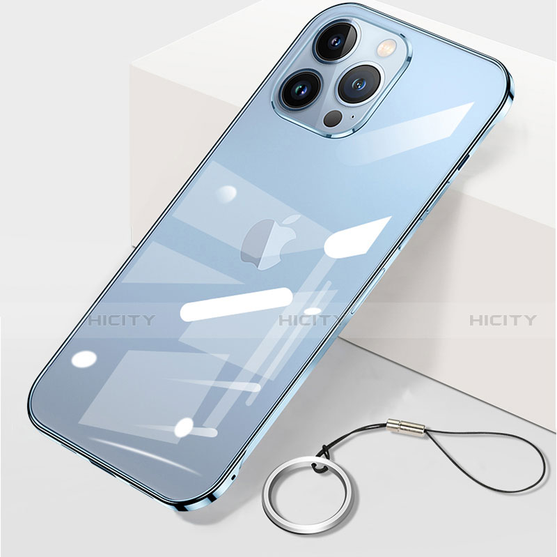 Handyhülle Hülle Crystal Hartschalen Tasche Schutzhülle H09 für Apple iPhone 13 Pro Max Blau Plus