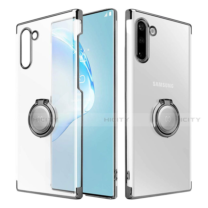 Handyhülle Hülle Crystal Tasche Schutzhülle mit Magnetisch Fingerring Ständer für Samsung Galaxy Note 10 5G Schwarz Plus