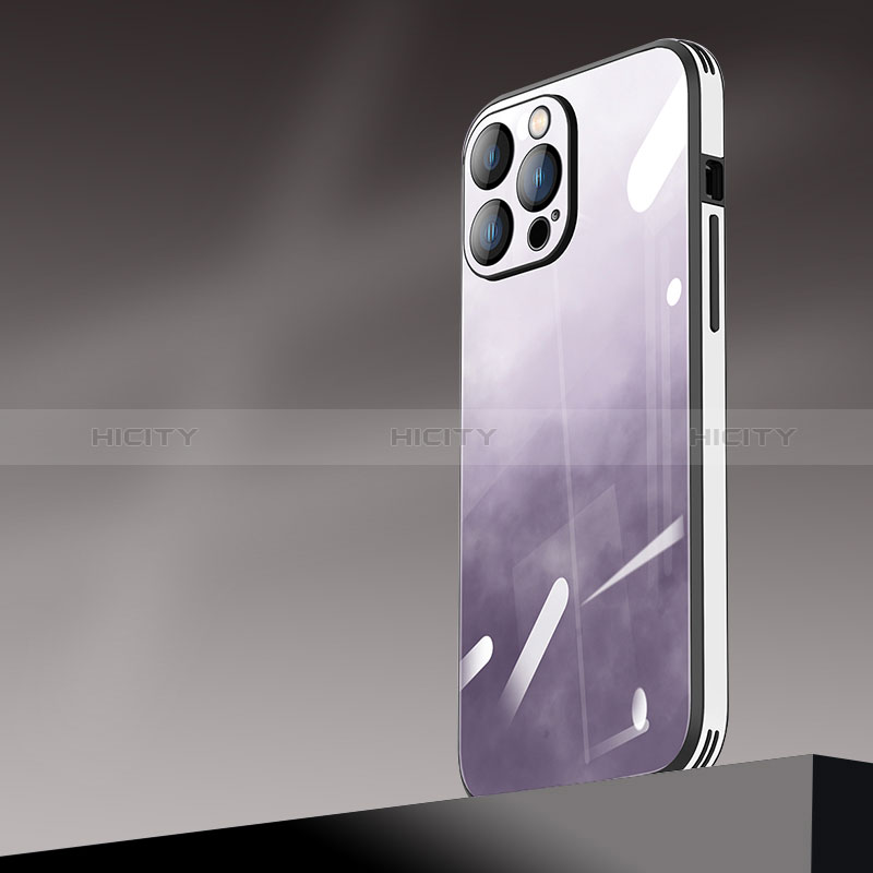 Handyhülle Hülle Hartschalen Kunststoff Schutzhülle Tasche Matt Farbverlauf AT1 für Apple iPhone 15 Pro Violett Plus
